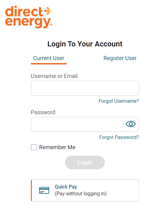 OAM log in for current users screen